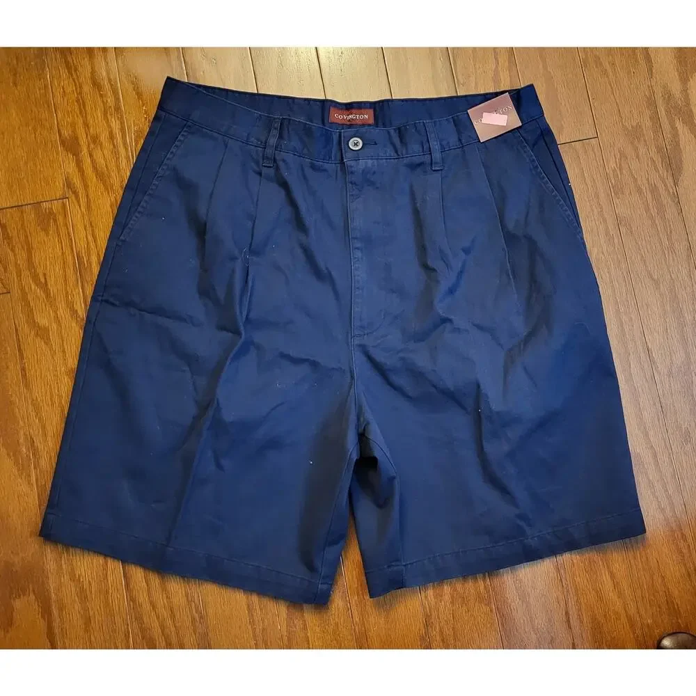 NWT Sears Covington Pleated Men Shorts Size 36 (Actual 32W) Blue Regular Fit